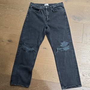 AGOLDE Black Distressed Straight Leg Jeans Size 29